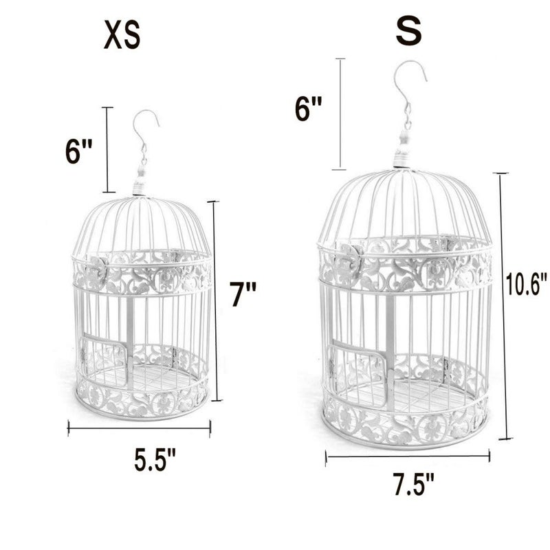 PET SHOW Round Birdcages Metal Wall Hanging Bird Cage for Small Birds Wedding Party Indoor Ourdoor Decoration 13.8INCH White Pack of 1 - Image 2